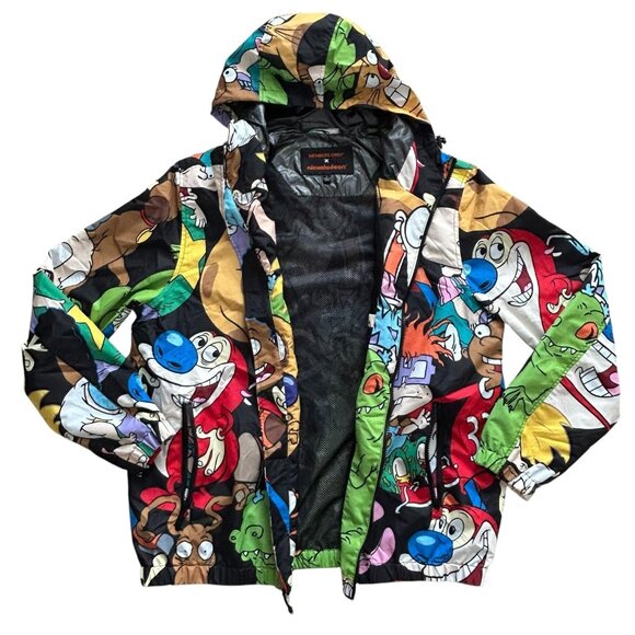 Members Only Nickelodeon Jacket Mens Large Cartoon Print Hooded Windbreaker 90s - Picture 5 of 13